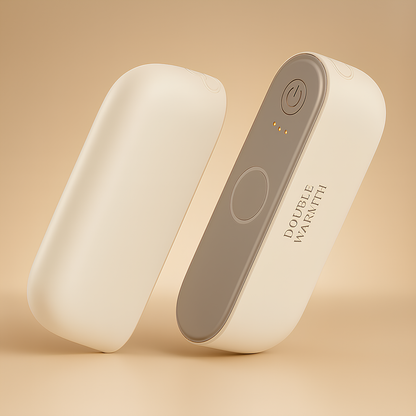 Chauffe-main rechargeable SAVYWARM™ en version blanche, au design épuré et magnétique, offrant une chaleur douce et instantanée dans un style raffiné.