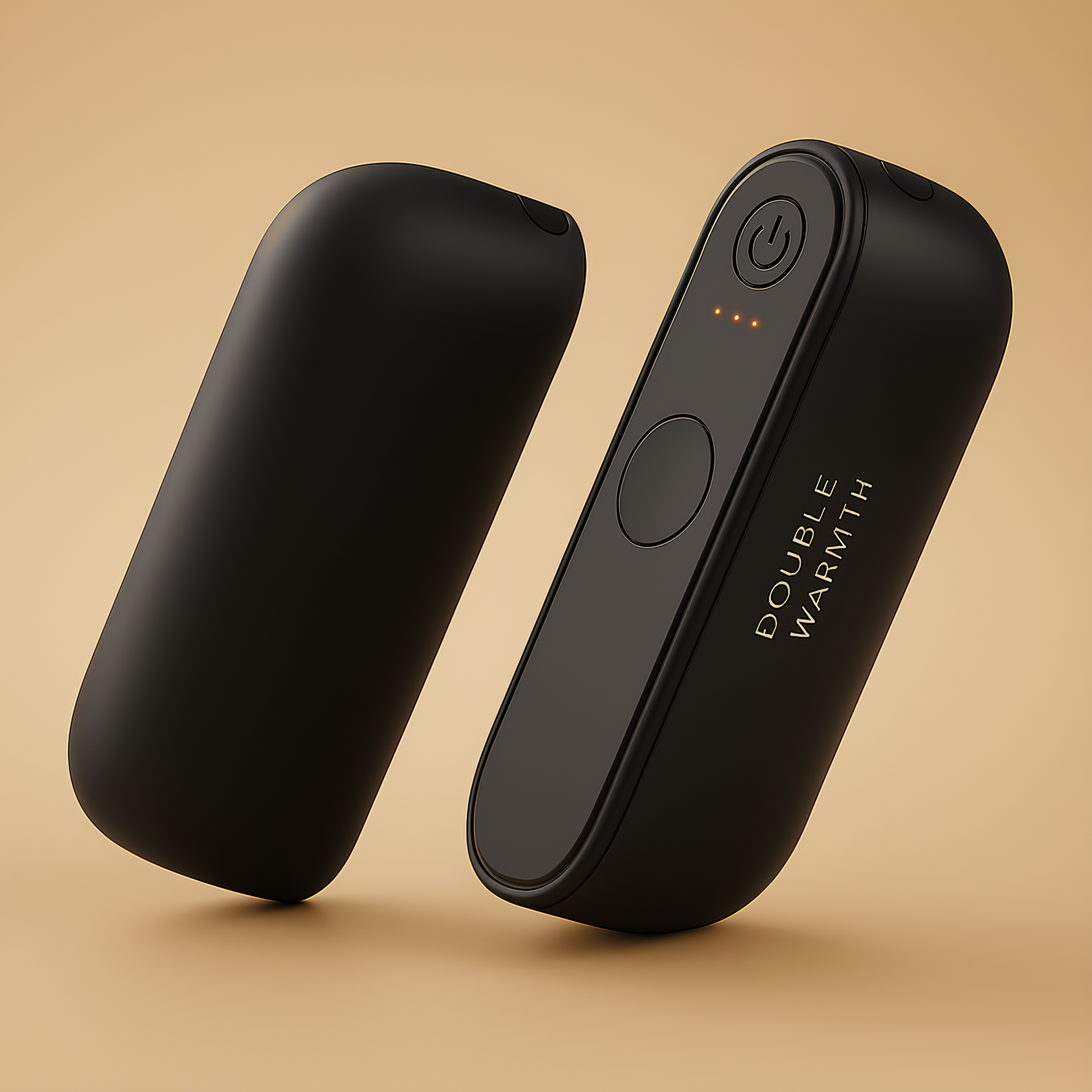 Chauffe-main rechargeable SAVYWARM™ en version noire, au design élégant et minimaliste, offrant une chaleur instantanée avec une finition mate et moderne.